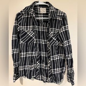 Black and White striped flannel